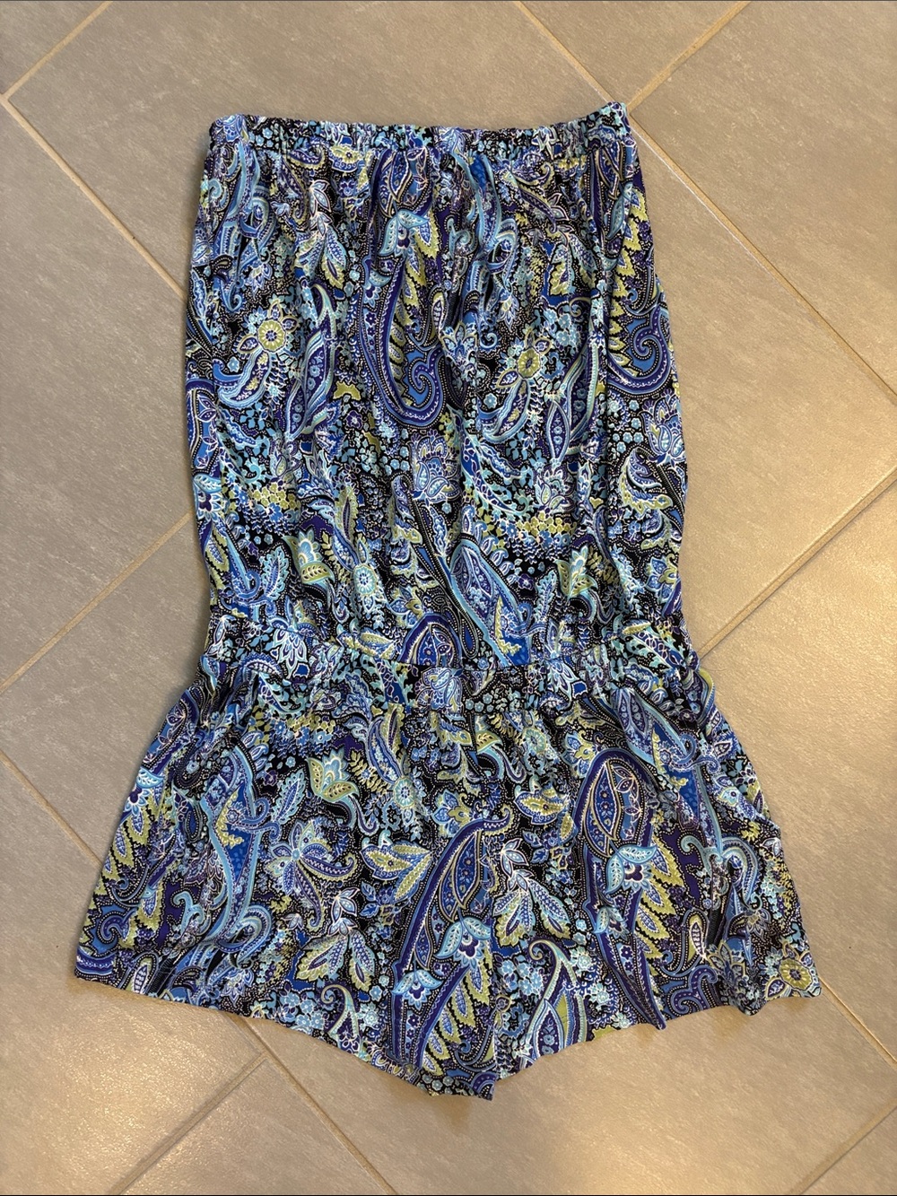 Blue Paisley Mini Skirt with Ruffled Hem - Unbranded